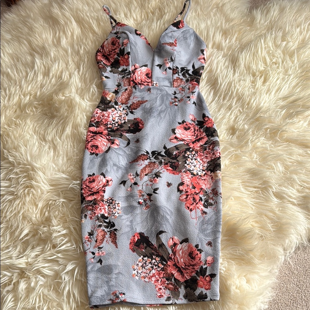 Windsor Blue Bodycon Midi Dress with Spaghetti Straps